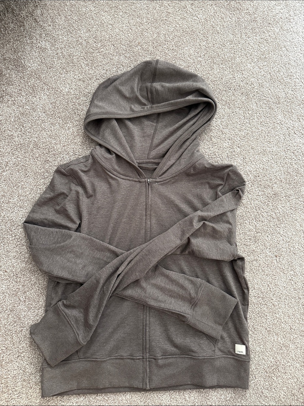 Vuori Charcoal Gray Lightweight Zip Hoodie